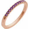 Gemstone Birthstone Amethyst Stacking Ring in Solid 14K Rose Gold