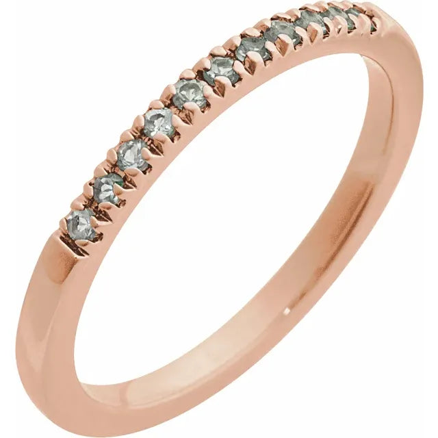 Gemstone Birthstone Aquamarine Stacking Ring in Solid 14K Rose Gold