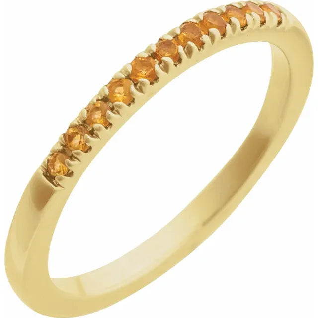 Gemstone Birthstone Citrine Stacking Ring in Solid 14K Yellow Gold