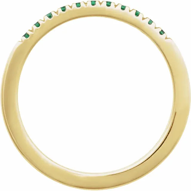 Gemstone Birthstone Emerald Stacking Ring in Solid 14K Yellow Gold