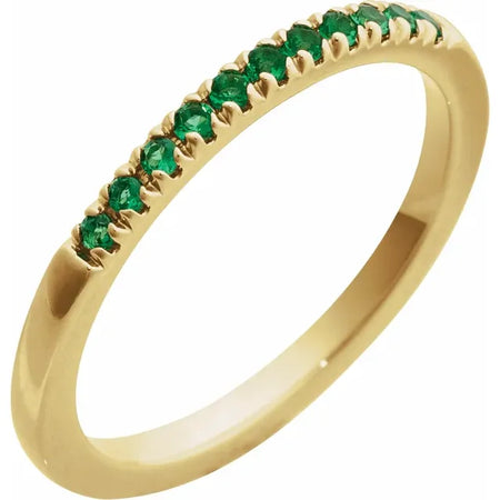 Gemstone Birthstone Emerald Stacking Ring in Solid 14K Yellow Gold