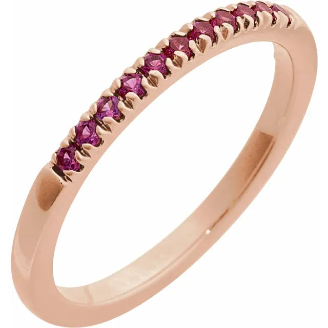 Gemstone Birthstone Ruby Stacking Ring in Solid 14K Rose Gold