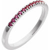 Gemstone Birthstone Ruby Stacking Ring in Solid 14K White Gold