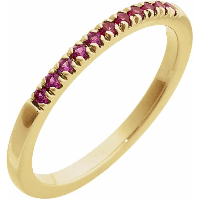 Gemstone Birthstone Ruby Stacking Ring in Solid 14K Yellow Gold