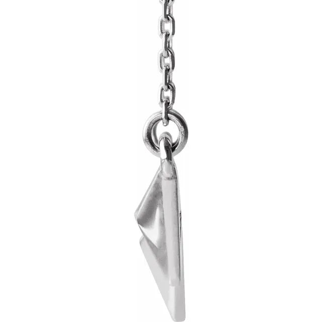 Geometric Pyramid Necklace in Solid 14K White Gold