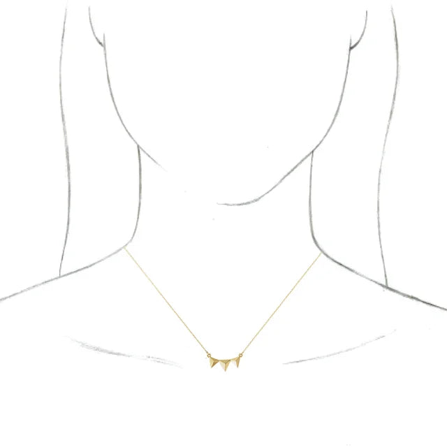 Geometric Pyramid Necklace in Solid 14K Yellow Gold