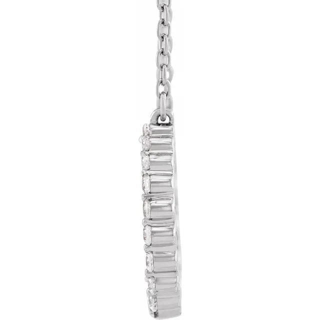 Graduated Diamond Pendant Adjustable Necklace Solid 14K Gold
