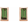 Green Tourmaline Bezel-Set Stud Earrings Solid 14K Rose Gold