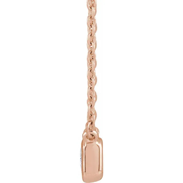1/2 CTW Emerald Shape Lab-Grown Diamond Solitaire Adjustable Necklace in Solid 14K Rose Gold 