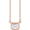 1/2 CTW Emerald Shape Lab-Grown Diamond Solitaire Adjustable Necklace in Solid 14K Rose Gold 