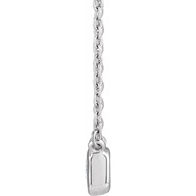 1/2 CTW Emerald Shape Lab-Grown Diamond Solitaire Adjustable Necklace in Solid 14K White Gold 