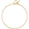 Heart Toggle Clasp & Paperclip Style Chain 6" Bracelet Solid 14K Yellow Gold 