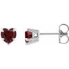 Claw Prong Natural Mozambique Garnet Birthstone Heart Stud Earrings 14K White Gold