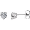 Claw Prong Natural White Sapphire Heart Stud Earrings 14K White Gold