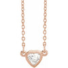 Heart Shape 1/4 CT Natural Faceted Diamond Solitaire Bezel-Set Adjustable Necklace Solid 14K Rose Gold