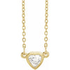 Heart Shape 1/4 CT Natural Faceted Diamond Solitaire Bezel-Set Adjustable Necklace Solid 14K Yellow Gold