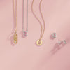 Natural Diamond Initial Necklace Solid 14K Gold