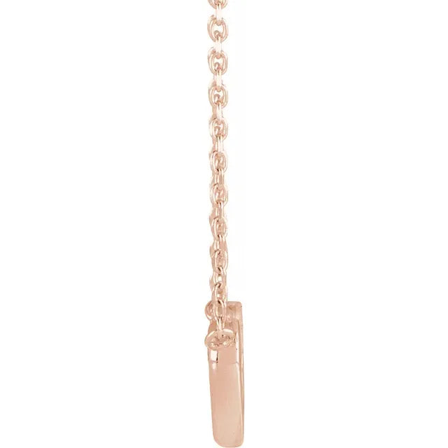 Double Interlocking Petite Heart Natural Diamond Adjustable Necklace in Solid 14K Rose Gold Side View