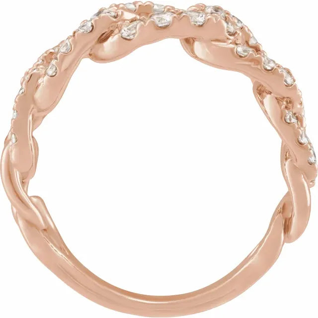 Chain Link 1 CTW Lab-Grown Diamond Ring Solid 14K Rose Gold 