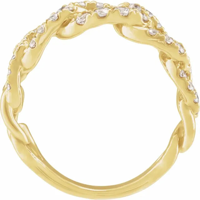 Chain Link 1 CTW Lab-Grown Diamond Ring Solid 14K Yellow Gold 