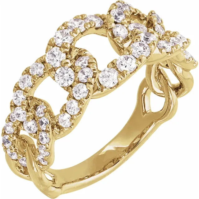 Chain Link 1 CTW Lab-Grown Diamond Ring Solid 14K Yellow Gold 