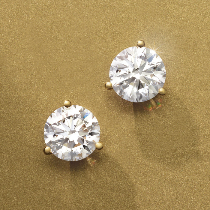 Lab Grown Diamond Stud Three Prong Earrings