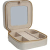 Inside of Champagne Leatherette Jewelry Box Travel Case With Mirror