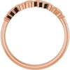 Rose gold script ring with 'mama' engraving on a white background