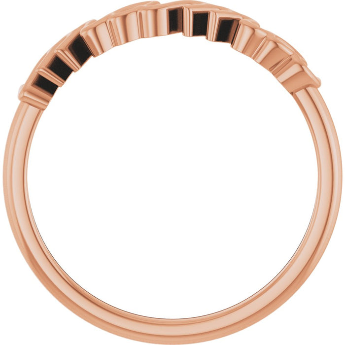 Rose gold script ring with 'mama' engraving on a white background