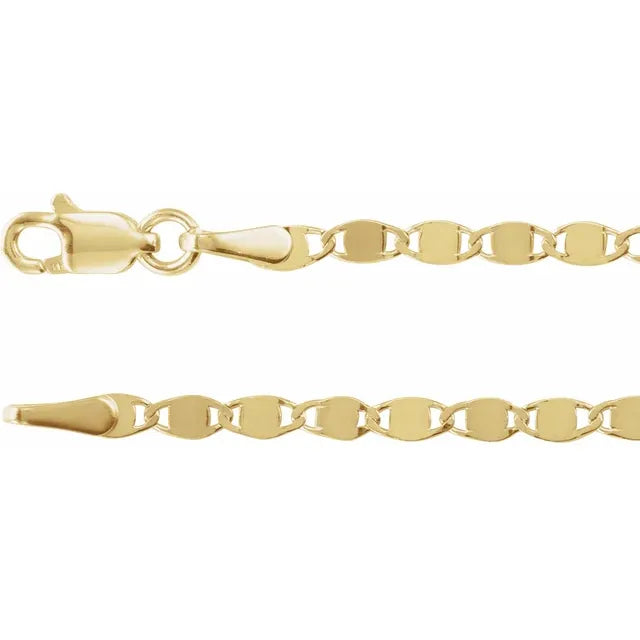 All That Glitters Solid 14K Yellow Gold 2.7 MM Mirror Link Chain Bracelet and Necklace