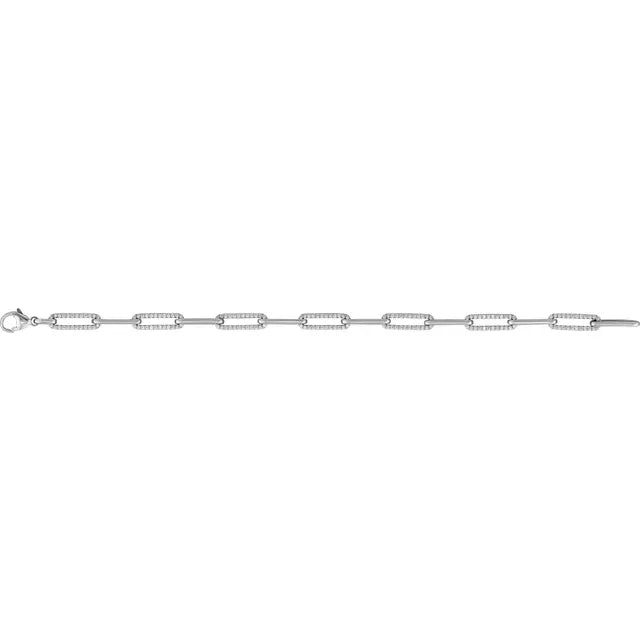 1 CTW Natural Diamond Link Chain Bracelet in Solid 14K White Gold 