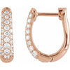 Natural Diamond Hinged Hoop Earrings 1/2 CTW Solid 14K Rose Gold