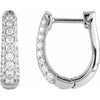 Natural Diamond Hinged Hoop Earrings 1/2 CTW Solid 14K White Gold