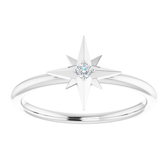 Starburst Natural Diamond Ring 14K White Gold