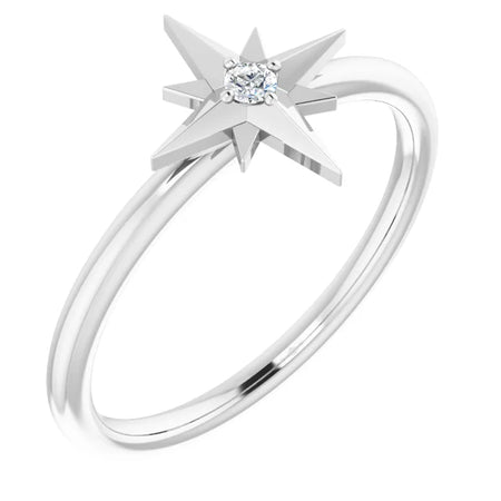 Starburst Natural Diamond Ring 14K White Gold