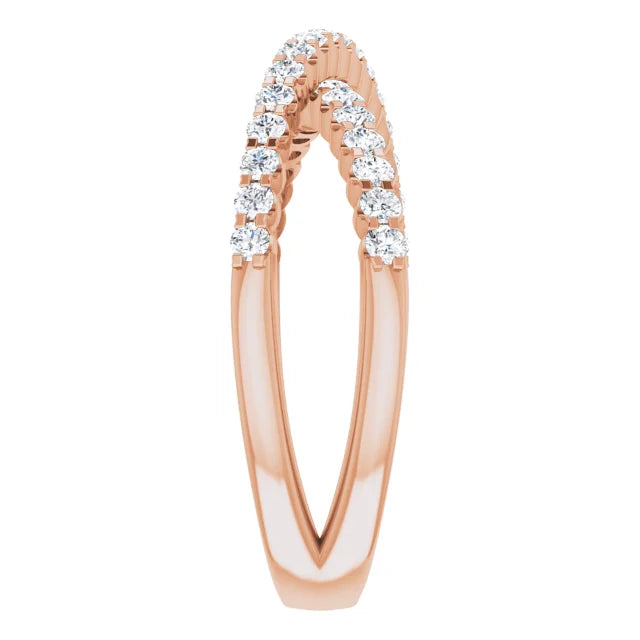 Criss Cross Natural or Lab-Grown Diamond Ring in Solid 14K Rose Gold 