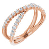 Criss Cross Natural or Lab-Grown Diamond Ring in Solid 14K Rose Gold 