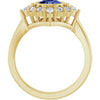 Natural Oval Tanzanite and 3/8 CTW Lab-Grown Diamond Halo Style Ring Solid 14K Yellow Gold