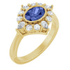 Natural Oval Tanzanite and 3/8 CTW Lab-Grown Diamond Halo Style Ring Solid 14K Yellow Gold