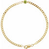 Natural Peridot Bezel Set Curb Chain Link Bracelet Solid 14K yellow Gold