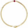 Natural Ruby July Birthstone Bezel Set Curb Chain Link Bracelet Solid 14K yellow Gold