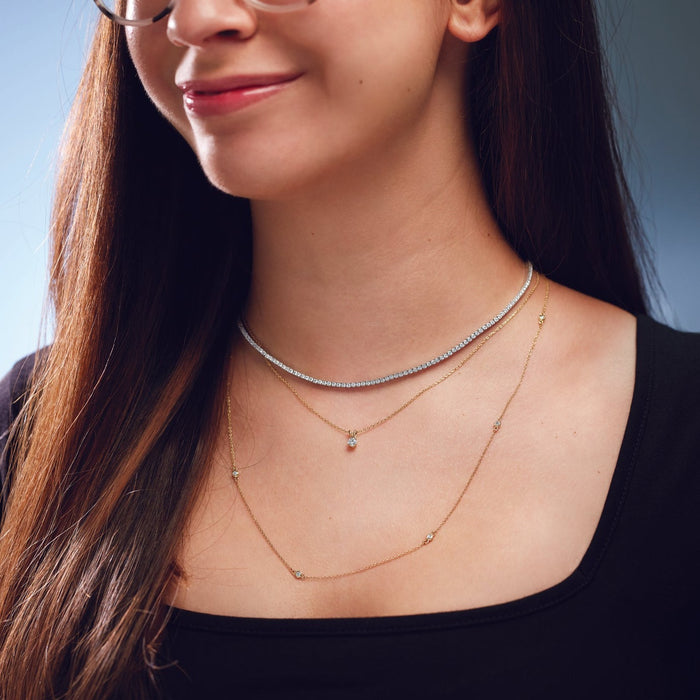 Model wearing 1/4 CT Lab-Grown Diamond Solitaire Necklace