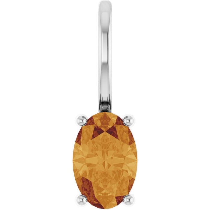 White gold pendant with a citrine gemstone on a white background