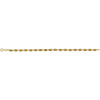 A yellow gold tennis bracelet with oval-cut yellow citrine gemstones, displayed horizontally against a solid white background.