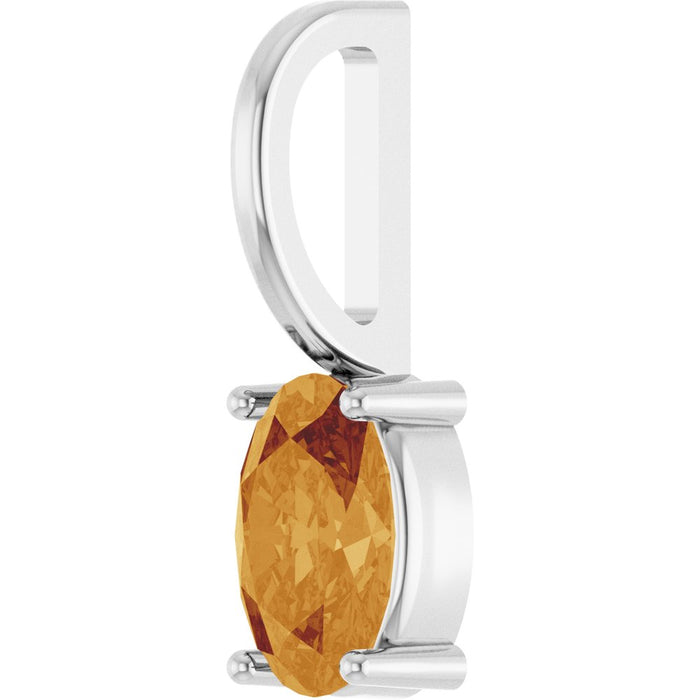 White gold pendant with a citrine gemstone on a white background
