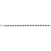 A yellow gold tennis bracelet featuring a row of oval-cut green emerald-cut gemstones, shown against a plain white background.