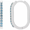 London Blue Topaz Link Shape Hinged Gemstone Hoop Earrings Solid 14K White Gold 