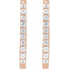 White Sapphire Link Shape Hinged Gemstone Hoop Earrings Solid 14K Rose Gold 