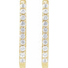 White Sapphire Link Shape Hinged Gemstone Hoop Earrings Solid 14K Yellow Gold 