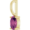 Yellow gold pendant with a pink tourmaline gemstone on a white background